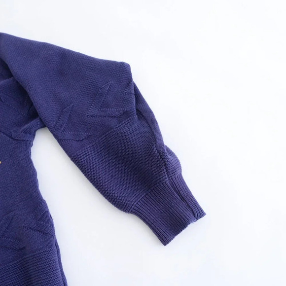 Vintage Jockey Euroline Navy Knit Geometric Shapes Crewneck Sweater  L - Picture 5 of 12